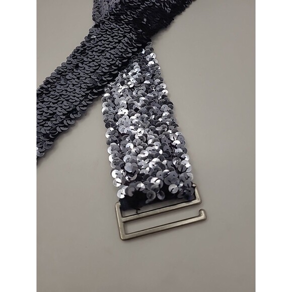 Vintage Sequin Womens Belt Size Large Blue 80s 90s Retro Funky Disco Stretch - Picture 5 of 8